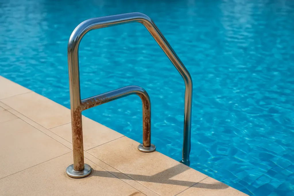 Steps on how to clean rust from stainless steel handrails near a pool