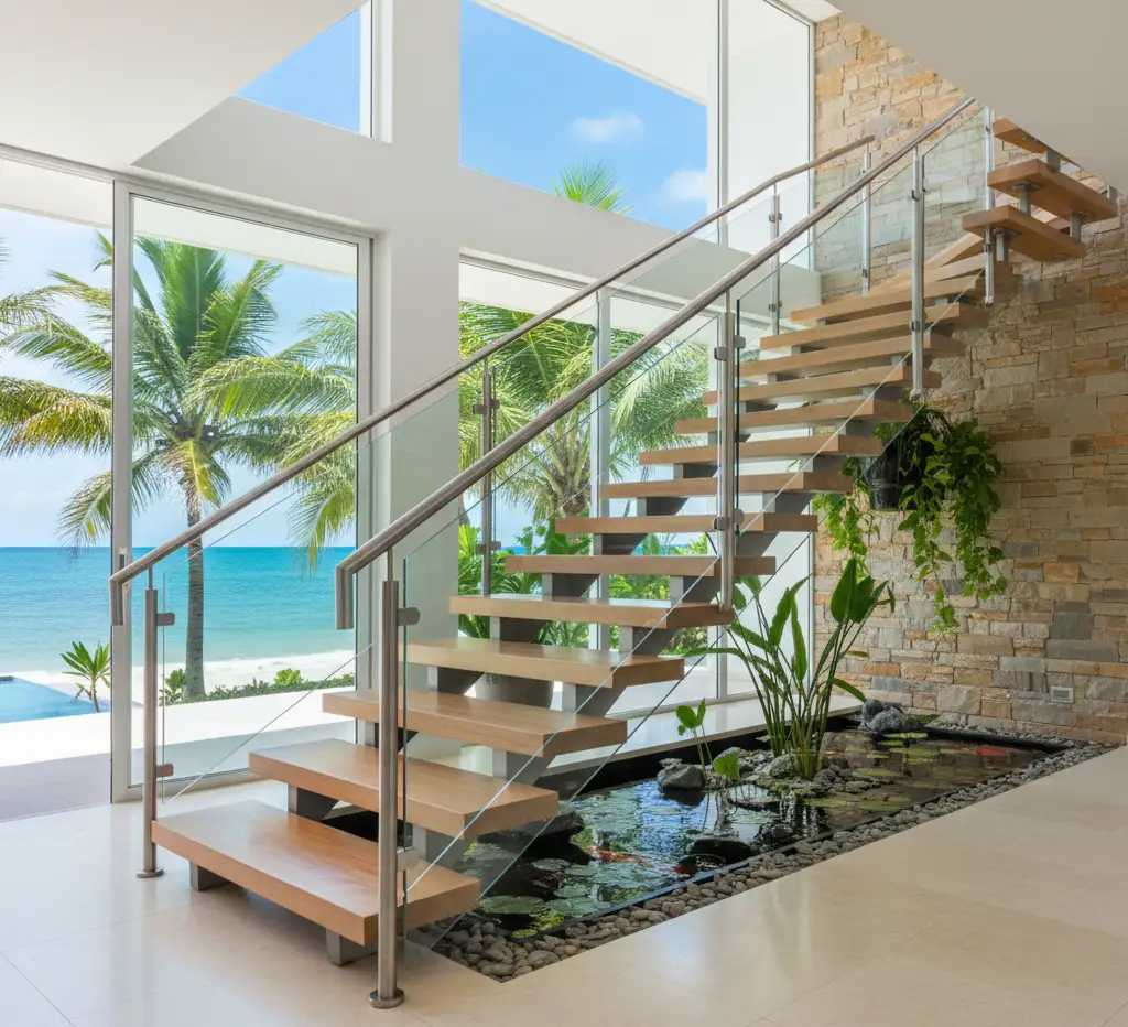 Everything you need to know about stainless steel handrails installation in Kerala, showing a sleek and durable stainless steel handrail in a contemporary home