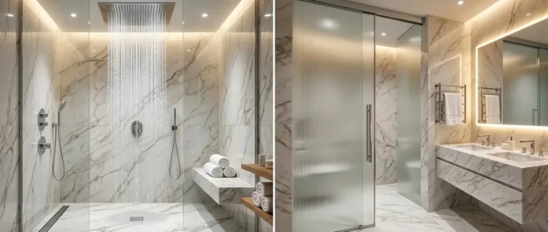 types of bathroom glass partitions